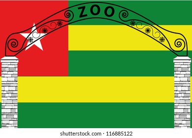 Vector Illustration of the flag of Togo with a zoo entrance