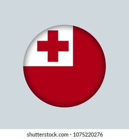 Vector illustration flag of Tonga icon, Round national flag of Tonga.