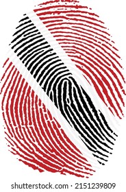 Vector illustration of the flag of Trinidad and Tobago in the shape of a fingerprint