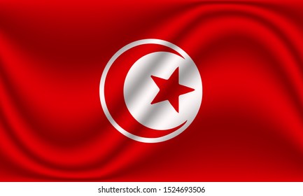 Vector illustration of the flag of Tunisia, can be used as background, wallpaper, project, template and other.