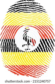 Vector illustration of the flag of Uganda in the shape of a fingerprint