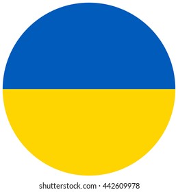 Vector illustration flag of Ukraine icon. Round national flag of Ukraine.