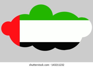 A vector illustration of the flag of United Arab Emirates in the shape of a cloud