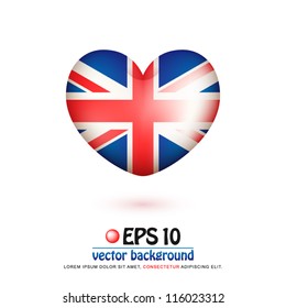 vector illustration of flag of United Kingdom in valentine heart shape