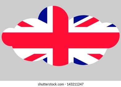 A vector illustration of the flag of United Kingdom in the shape of a cloud