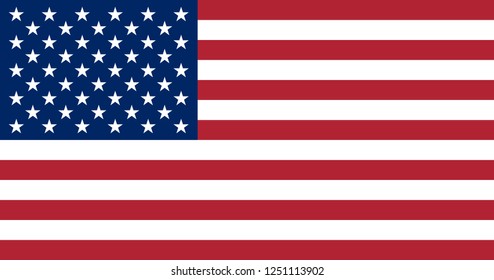 Vector illustration of the flag of the United States of America. USA flag in the most accurate proportions, sizes and colors. Independence Day.