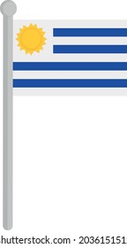 Vector illustration of the flag of uruguay on pole