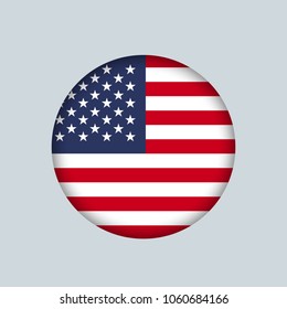 Vector Illustration Flag Of USA Icon,
Round national flag of USA.
