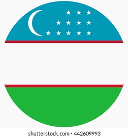 Vector illustration flag of Uzbekistan icon. Round national flag of Uzbekistan.