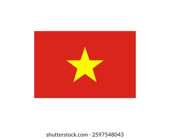 Vector illustration of the flag of Vietnam featuring a yellow star on a red background, symbolizing unity and patriotism.