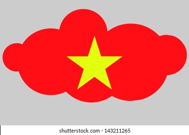 A vector illustration of the flag of Vietnam in the shape of a cloud