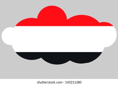 A vector illustration of the flag of Yemen in the shape of a cloud