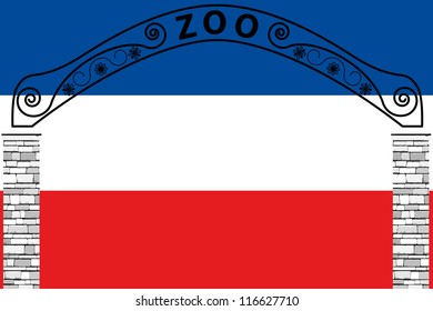 Vector Illustration of the flag of Yugoslavia with a zoo entrance
