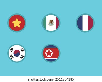 vector illustration of flags in circle shape