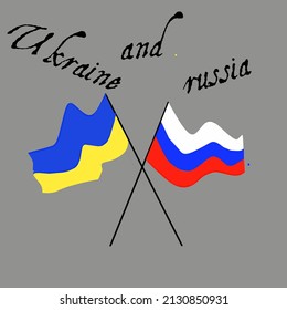 vector illustration of the flags of countries that are in conflict and going to war, namely Ukraine and Russia