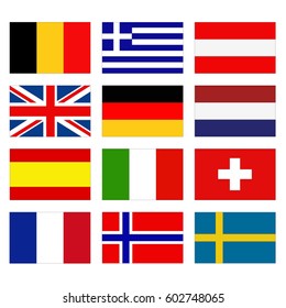 vector illustration of flags of Europe