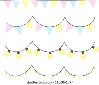 Vector illustration. Flags of a garland on a white background.