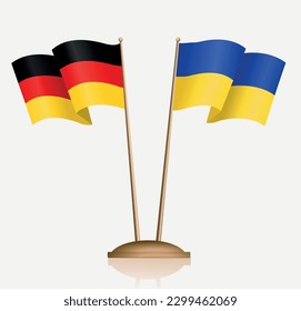 Vector illustration of the flags of Germany and Ukraine on a stand