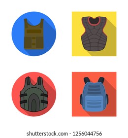 Vector illustration of flak and jacket icon. Set of flak and body stock vector illustration.