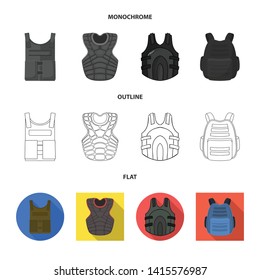 Vector illustration of flak and jacket logo. Collection of flak and body stock vector illustration.