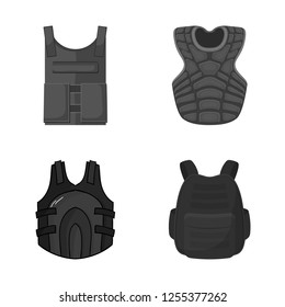 Vector illustration of flak and jacket symbol. Collection of flak and body vector icon for stock.