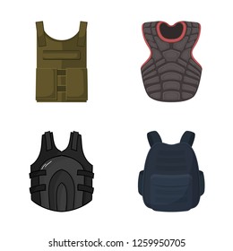 Vector illustration of flak and jacket symbol. Set of flak and body vector icon for stock.