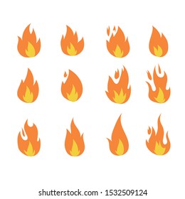 vector illustration flame fire icon with many kind shape and cartoon style