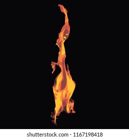 Vector illustration of a flame of fire on a black background.