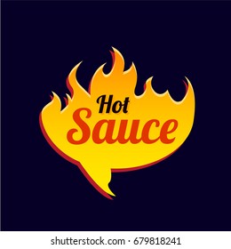 Vector illustration of a flame label for Hot Sauce. Logo concept for many purposes such as restaurants, spicy meals, packaging, barbecue party and more