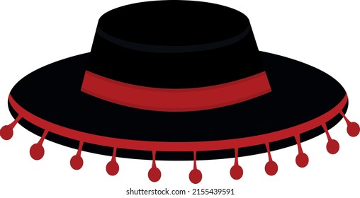 Vector illustration of a flamenco dance hat of spanish origin