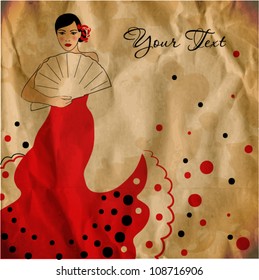 vector illustration of flamenco dancer.  vintage style. eps10