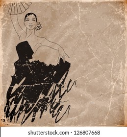 vector illustration of flamenco dancer. vintage style. eps10