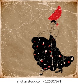 vector illustration of flamenco dancer. vintage style. eps10