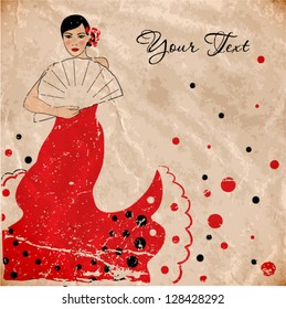 vector illustration of flamenco dancer. vintage style. eps10