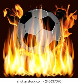 vector illustration flames and Soccer ball