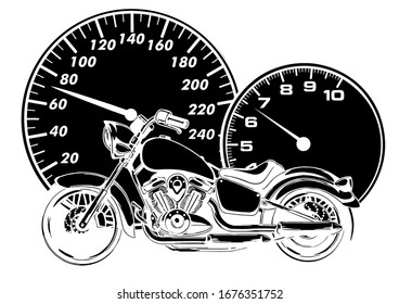 vector illustration Flaming Bike Chopper Ride Front View