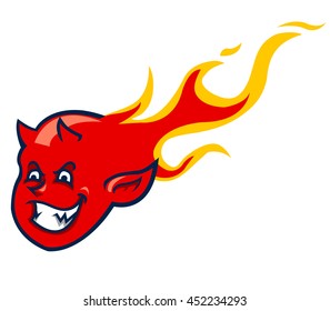 Vector illustration of flaming devil head