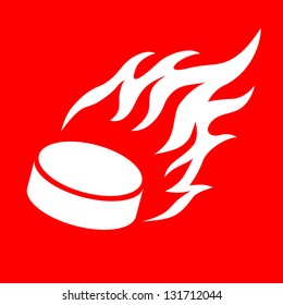 vector illustration flaming hockey pucks