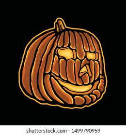 Vector illustration of a flaming pumpkin