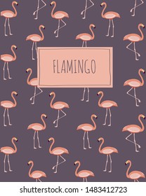Vector illustration with flamingo, beautiful notebook cover.