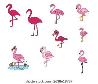 Vector Illustration of a flamingo. Doodle. Vector.