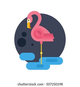 Vektorillustration-Illustration eines Flamingos im flachen Stil. Cartoon-Charakter.