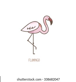 Vector Illustration of a Flamingo isolated on white background.