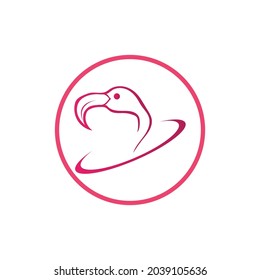 Vector Illustration of a Flamingo. Flamingo logo. Flamingo illustration idea for logo, symbol, emblem. Pink flamingo cycle logo vector