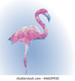 vector illustration of a  flamingo in polygonal style
