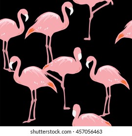 vector illustration of flamingo seamless background