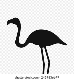 Vector illustration of flamingo silhouette on transparent background