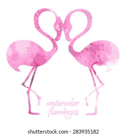vector illustration of flamingos in the watercolor style