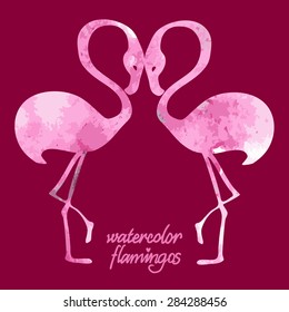 vector illustration of flamingos in the watercolor style