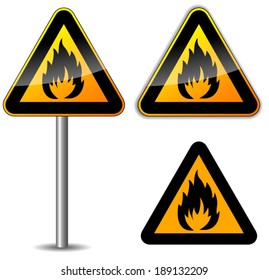 Vector illustration of flammable sign on white background